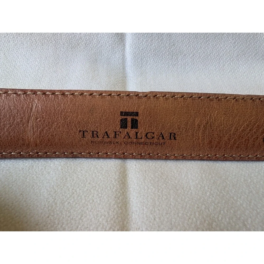 Trafalgar Italian Leather Contrast Stitch Belt Nickel Finish Buckle Size 44